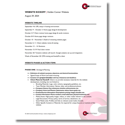 Holden Conner Success Story_kickoff-timeline